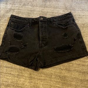 Black Distressed Jean Shorts